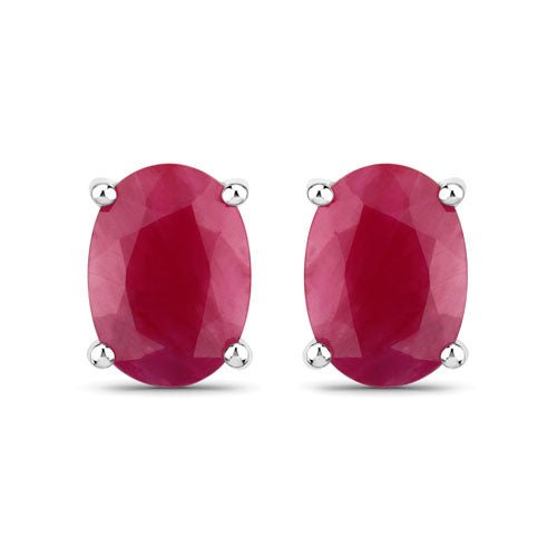 1.70 Carat Genuine Ruby 10K White Gold Earrings - Earrings - Custom Crafting Alliance, LLC
