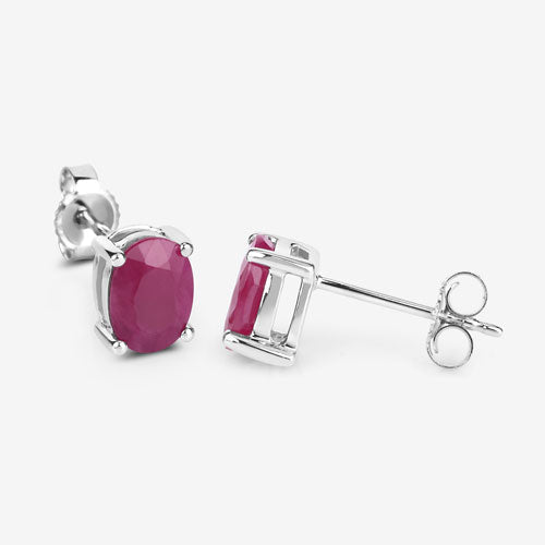 1.70 Carat Genuine Ruby 10K White Gold Earrings - Earrings - Custom Crafting Alliance, LLC