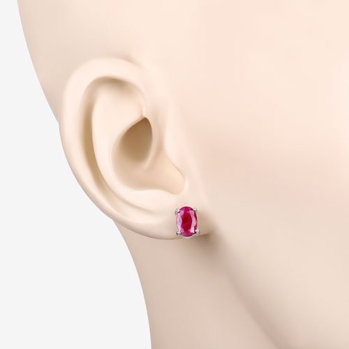 1.70 Carat Genuine Ruby 10K White Gold Earrings - Earrings - Custom Crafting Alliance, LLC