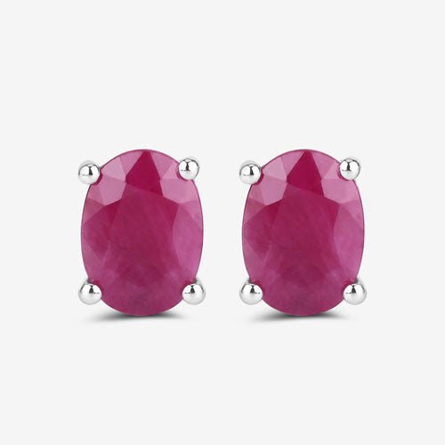 1.70 Carat Genuine Ruby 10K White Gold Earrings - Earrings - Custom Crafting Alliance, LLC
