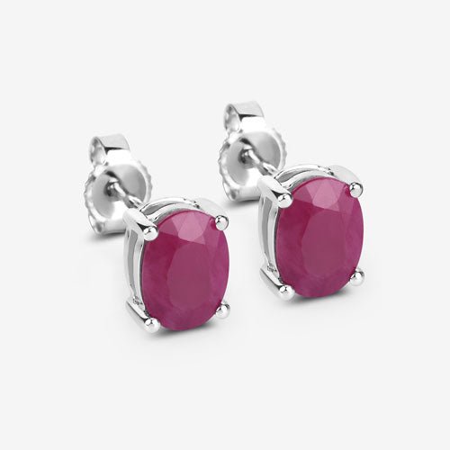 1.70 Carat Genuine Ruby 10K White Gold Earrings - Earrings - Custom Crafting Alliance, LLC