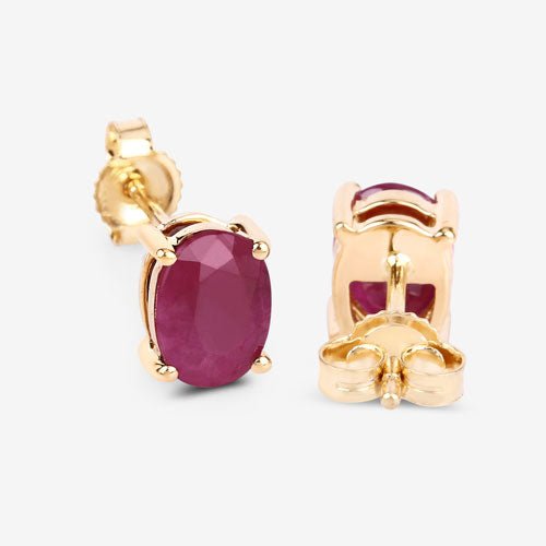 1.70 Carat Genuine Ruby 10K Yellow Gold Earrings - Earrings - Custom Crafting Alliance, LLC