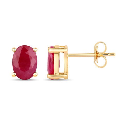 1.70 Carat Genuine Ruby 10K Yellow Gold Earrings - Earrings - Custom Crafting Alliance, LLC