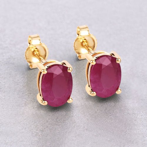 1.70 Carat Genuine Ruby 10K Yellow Gold Earrings - Earrings - Custom Crafting Alliance, LLC