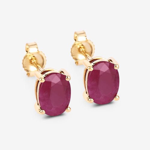 1.70 Carat Genuine Ruby 10K Yellow Gold Earrings - Earrings - Custom Crafting Alliance, LLC