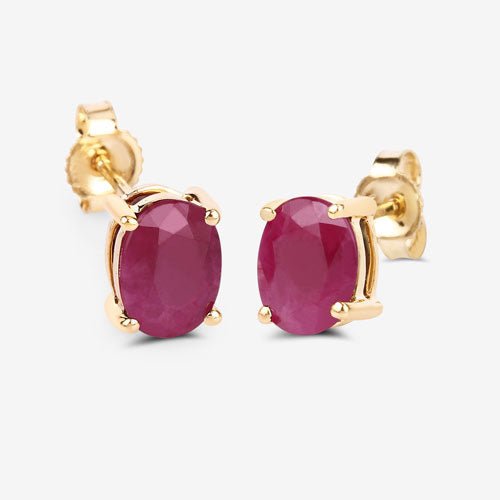 1.70 Carat Genuine Ruby 10K Yellow Gold Earrings - Earrings - Custom Crafting Alliance, LLC