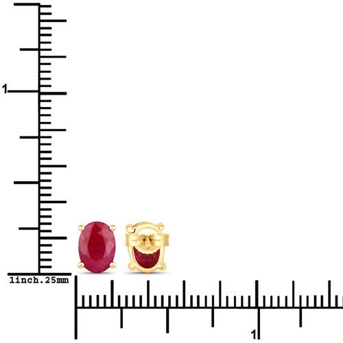 1.70 Carat Genuine Ruby 10K Yellow Gold Earrings - Earrings - Custom Crafting Alliance, LLC