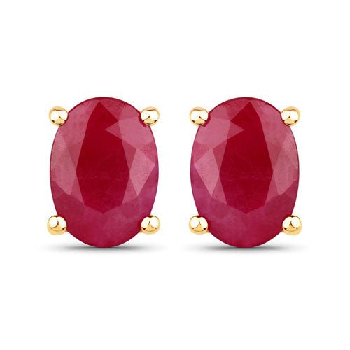 1.70 Carat Genuine Ruby 10K Yellow Gold Earrings - Earrings - Custom Crafting Alliance, LLC