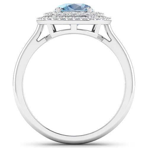 1.72 Carat Genuine Aquamarine and White Diamond 14K White Gold Ring - Rings - Custom Crafting Alliance, LLC