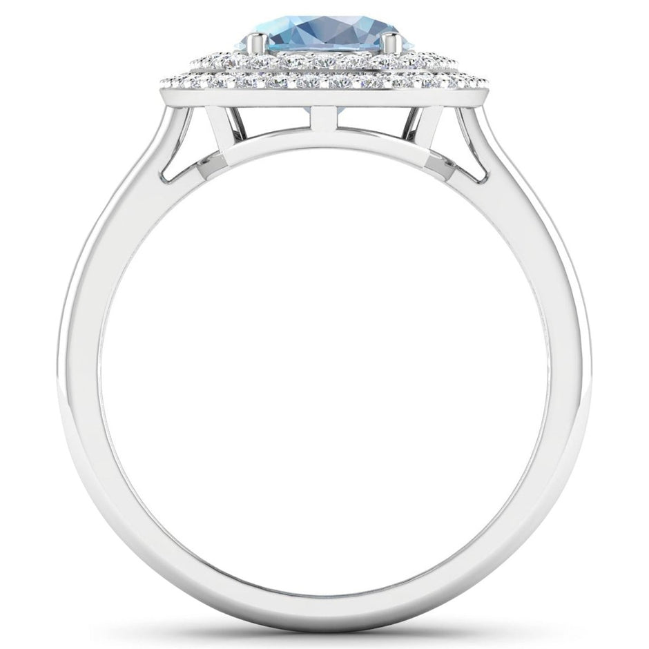1.72 Carat Genuine Aquamarine and White Diamond 14K White Gold Ring - Rings - Custom Crafting Alliance, LLC