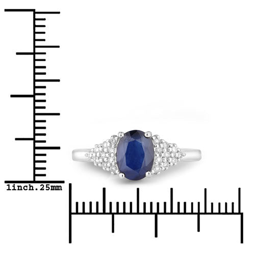 1.73 Carat Genuine Blue Sapphire and White Diamond 14K White Gold Ring - Rings - Custom Crafting Alliance, LLC