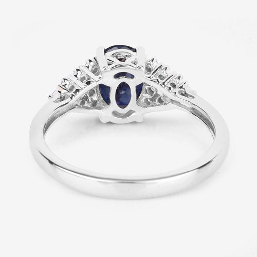 1.73 Carat Genuine Blue Sapphire and White Diamond 14K White Gold Ring - Rings - Custom Crafting Alliance, LLC