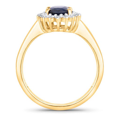 1.73 Carat Genuine Blue Sapphire and White Diamond 14K Yellow Gold Ring - Rings - Custom Crafting Alliance, LLC