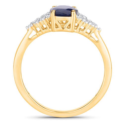 1.73 Carat Genuine Blue Sapphire and White Diamond 14K Yellow Gold Ring - Rings - Custom Crafting Alliance, LLC