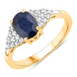 1.73 Carat Genuine Blue Sapphire and White Diamond 14K Yellow Gold Ring - Rings - Custom Crafting Alliance, LLC