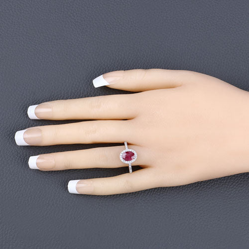 1.73 Carat Genuine Ruby and White Diamond 14K White Gold Ring - Rings - Custom Crafting Alliance, LLC