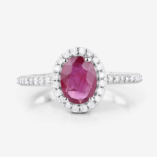 1.73 Carat Genuine Ruby and White Diamond 14K White Gold Ring - Rings - Custom Crafting Alliance, LLC