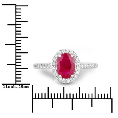 1.73 Carat Genuine Ruby and White Diamond 14K White Gold Ring - Rings - Custom Crafting Alliance, LLC