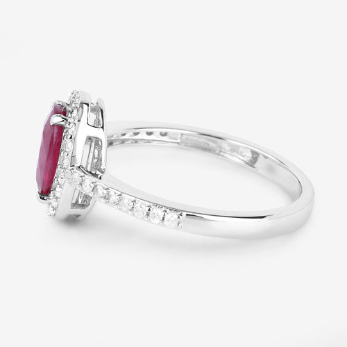 1.73 Carat Genuine Ruby and White Diamond 14K White Gold Ring - Rings - Custom Crafting Alliance, LLC