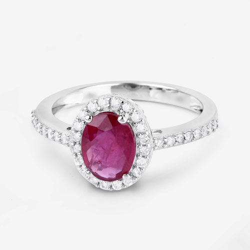 1.73 Carat Genuine Ruby and White Diamond 14K White Gold Ring - Rings - Custom Crafting Alliance, LLC