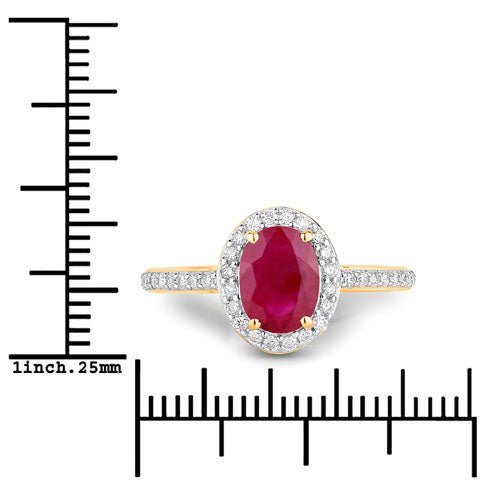 1.73 Carat Genuine Ruby and White Diamond 14K Yellow Gold Ring - Rings - Custom Crafting Alliance, LLC