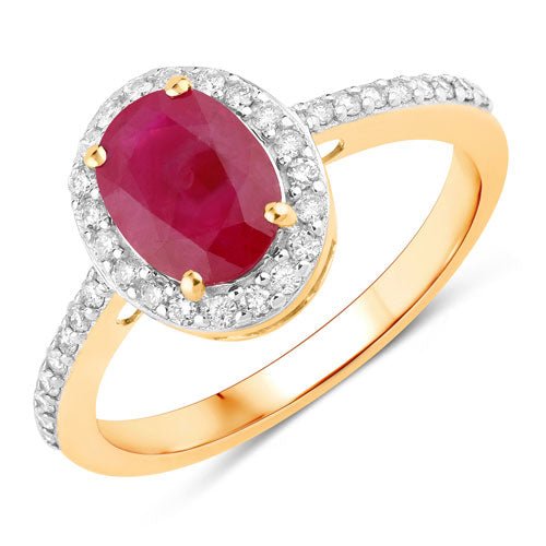 1.73 Carat Genuine Ruby and White Diamond 14K Yellow Gold Ring - Rings - Custom Crafting Alliance, LLC