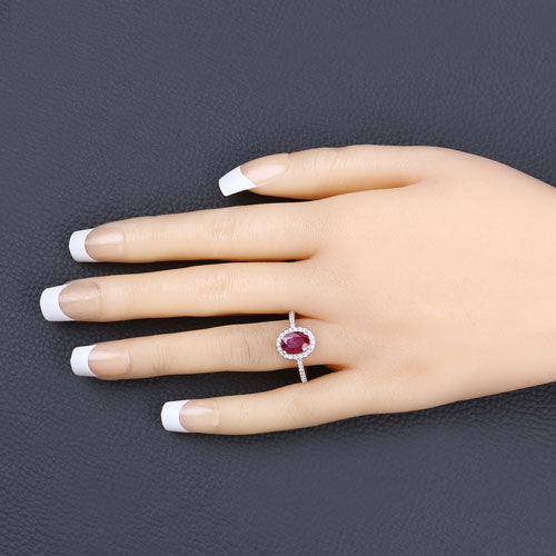 1.73 Carat Genuine Ruby and White Diamond 14K Yellow Gold Ring - Rings - Custom Crafting Alliance, LLC
