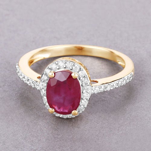 1.73 Carat Genuine Ruby and White Diamond 14K Yellow Gold Ring - Rings - Custom Crafting Alliance, LLC