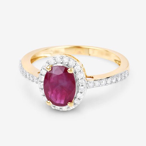 1.73 Carat Genuine Ruby and White Diamond 14K Yellow Gold Ring - Rings - Custom Crafting Alliance, LLC