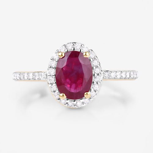 1.73 Carat Genuine Ruby and White Diamond 14K Yellow Gold Ring - Rings - Custom Crafting Alliance, LLC