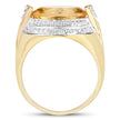 4.56 Carat Genuine Citrine and White Diamond .925 Sterling Silver Ring