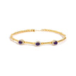 18K Yellow Gold Purple Amethyst and 1/3 Cttw Diamond Halo Station Bracelet