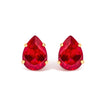 18K Yellow Gold 5X7 MM Created Pear Ruby Solitaire Stud Earrings