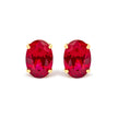 18K Yellow Gold 7x5 MM Created Oval Ruby Solitaire Stud Earrings
