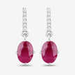 1.75 Carat Genuine Ruby and White Diamond 10K White Gold Earrings - Earrings - Custom Crafting Alliance, LLC