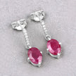 1.75 Carat Genuine Ruby and White Diamond 10K White Gold Earrings - Earrings - Custom Crafting Alliance, LLC