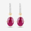 1.75 Carat Genuine Ruby and White Diamond 10K Yellow Gold Earrings - Earrings - Custom Crafting Alliance, LLC