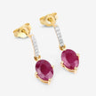 1.75 Carat Genuine Ruby and White Diamond 10K Yellow Gold Earrings - Earrings - Custom Crafting Alliance, LLC