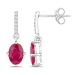 1.75 Carat Genuine Ruby and White Diamond 14K White Gold Earrings - Earrings - Custom Crafting Alliance, LLC