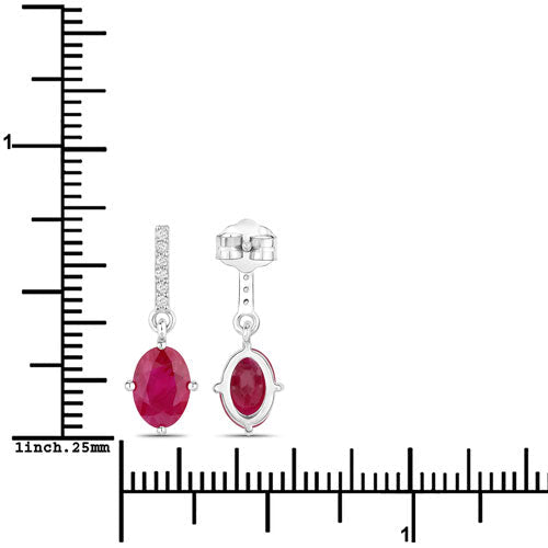 1.75 Carat Genuine Ruby and White Diamond 14K White Gold Earrings - Earrings - Custom Crafting Alliance, LLC