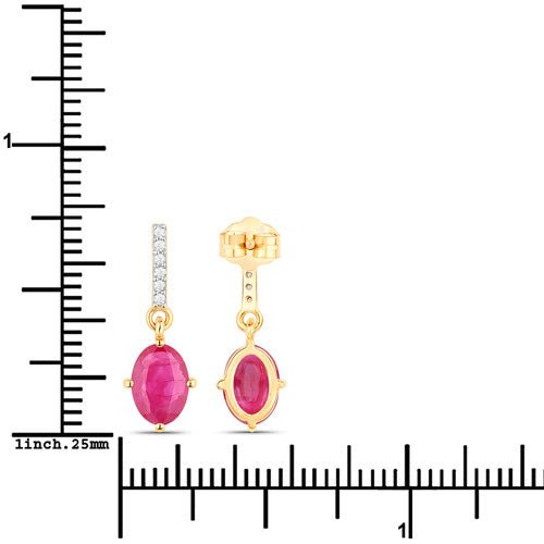 1.75 Carat Genuine Ruby and White Diamond 14K Yellow Gold Earrings - Earrings - Custom Crafting Alliance, LLC