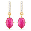 1.75 Carat Genuine Ruby and White Diamond 14K Yellow Gold Earrings - Earrings - Custom Crafting Alliance, LLC