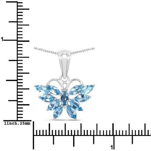 1.76 Carat Genuine Swiss Blue Topaz .925 Sterling Silver Pendant - Pendants - Custom Crafting Alliance, LLC