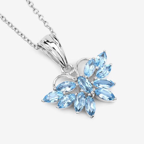 1.76 Carat Genuine Swiss Blue Topaz .925 Sterling Silver Pendant - Pendants - Custom Crafting Alliance, LLC