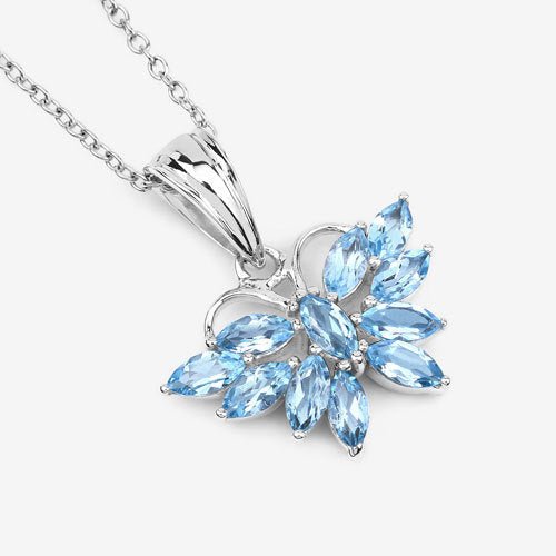 1.76 Carat Genuine Swiss Blue Topaz .925 Sterling Silver Pendant - Pendants - Custom Crafting Alliance, LLC