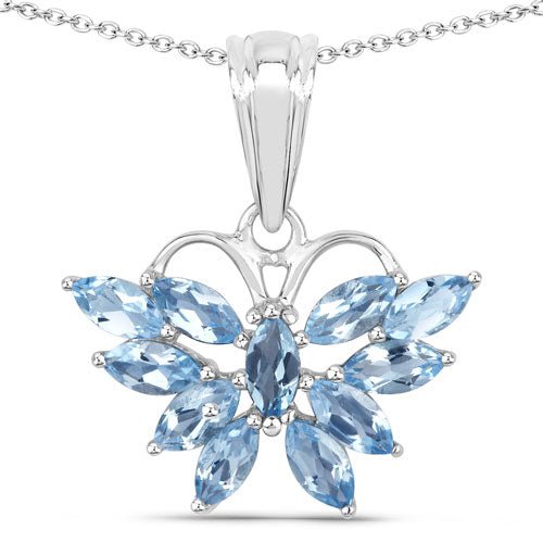 1.76 Carat Genuine Swiss Blue Topaz .925 Sterling Silver Pendant - Pendants - Custom Crafting Alliance, LLC