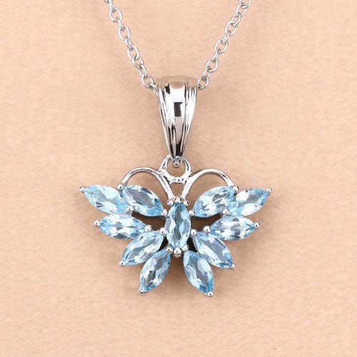 1.76 Carat Genuine Swiss Blue Topaz .925 Sterling Silver Pendant - Pendants - Custom Crafting Alliance, LLC