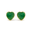 18K Yellow Gold 9x8 MM Bezel Set Green Jade Heart Stud Earrings