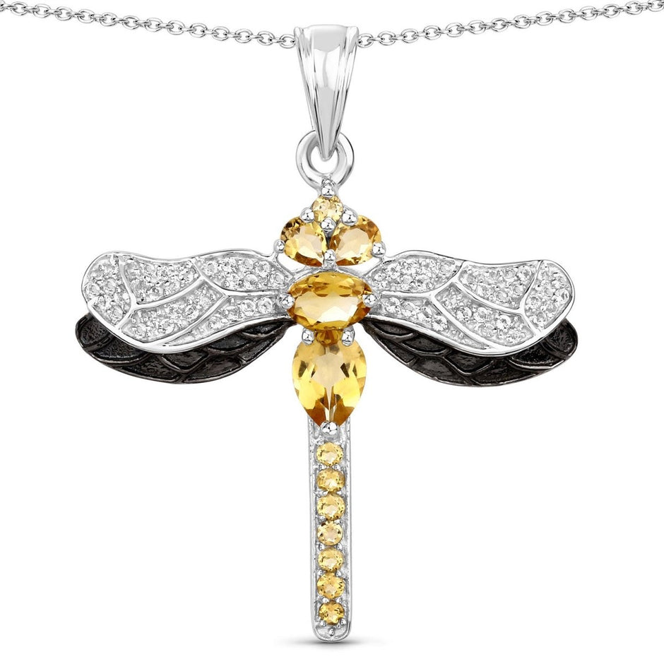 1.79 Carat Genuine Citrine and White Topaz .925 Sterling Silver Pendant - Pendants - Custom Crafting Alliance, LLC