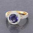 1.79 Carat Genuine Iolite and White Diamond 14K Yellow Gold Ring - Rings - Custom Crafting Alliance, LLC